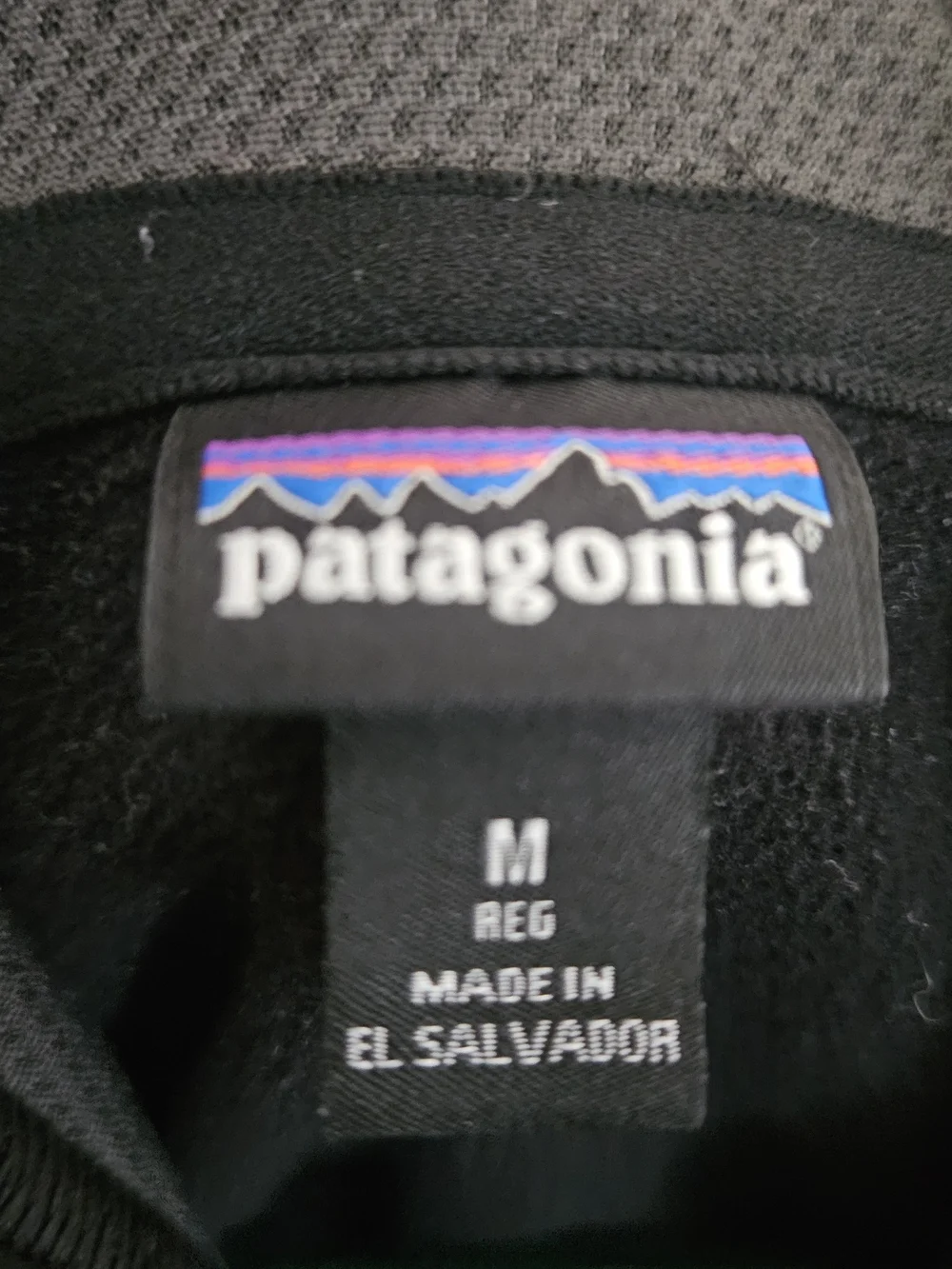 Patagonia Text Logo Hoodie Polycycle Black Pullover Hoody Men’s M Sweatshirt